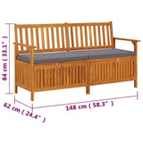 Aufbewahrungsbank mit Kissen 148 cm Massives Akazienholz