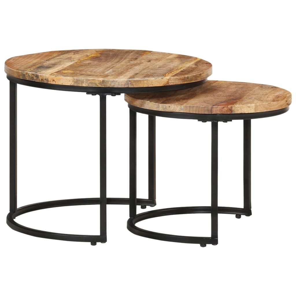 Tables gigognes 2 pcs Bois de manguier brut