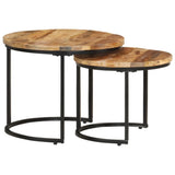 Tables gigognes 2 pcs Bois de manguier brut