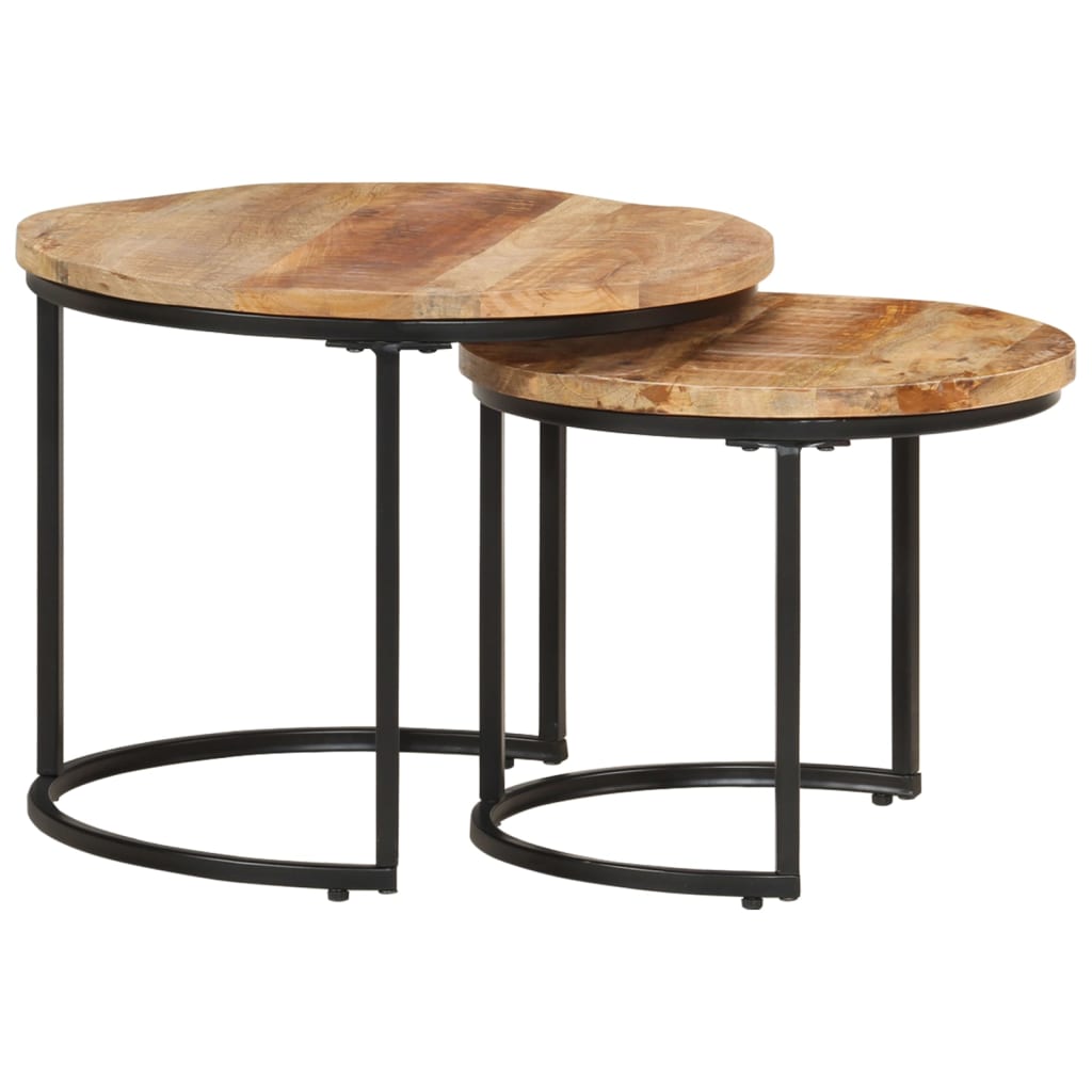 Tables gigognes 2 pcs Bois de manguier brut