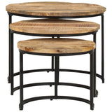 Tables gigognes 3 pcs Bois de manguier brut