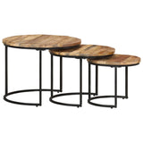 Tables gigognes 3 pcs Bois de manguier brut