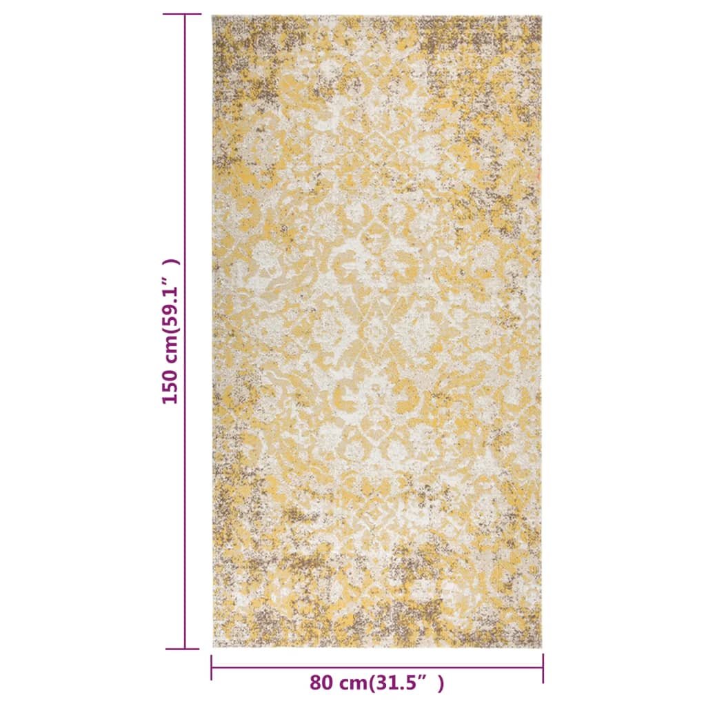 Tapis à tissage plat d'extérieur 80x150 cm Jaune