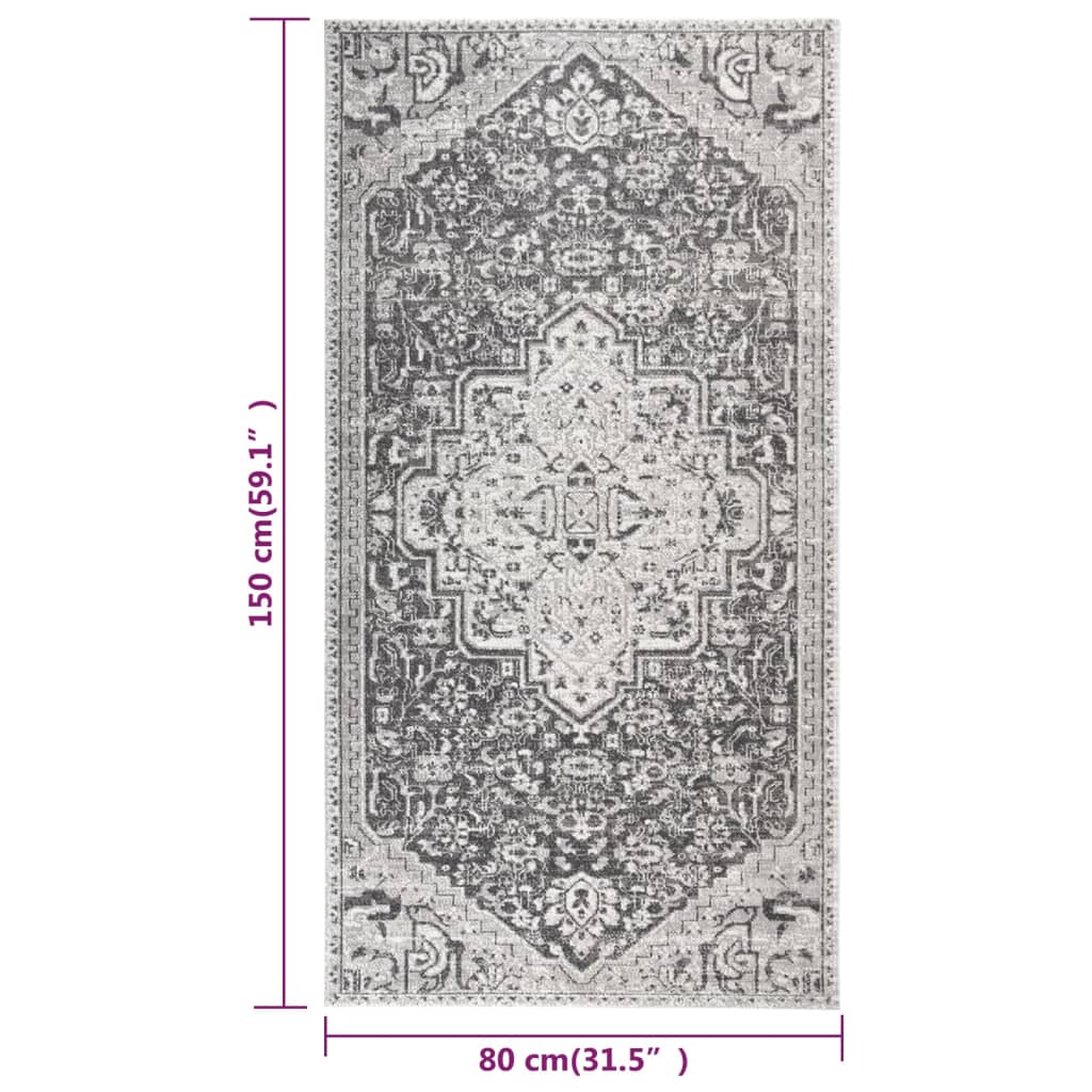 Tapis à tissage plat d'extérieur 80x150 cm Gris clair