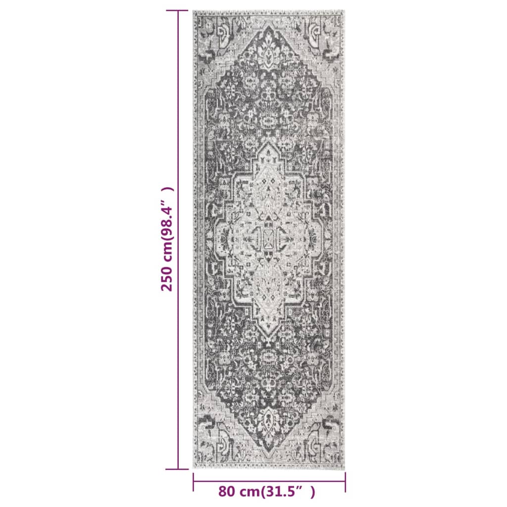 Tapis à tissage plat d'extérieur 80x250 cm Gris clair