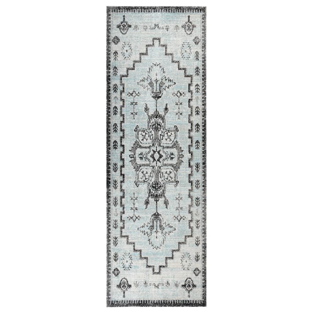 Tapis à tissage plat d'extérieur 80x250 cm Vert et gris