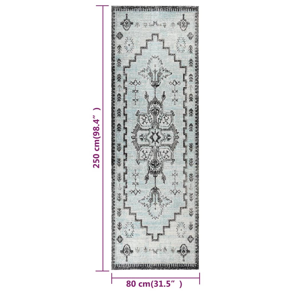 Tapis à tissage plat d'extérieur 80x250 cm Vert et gris