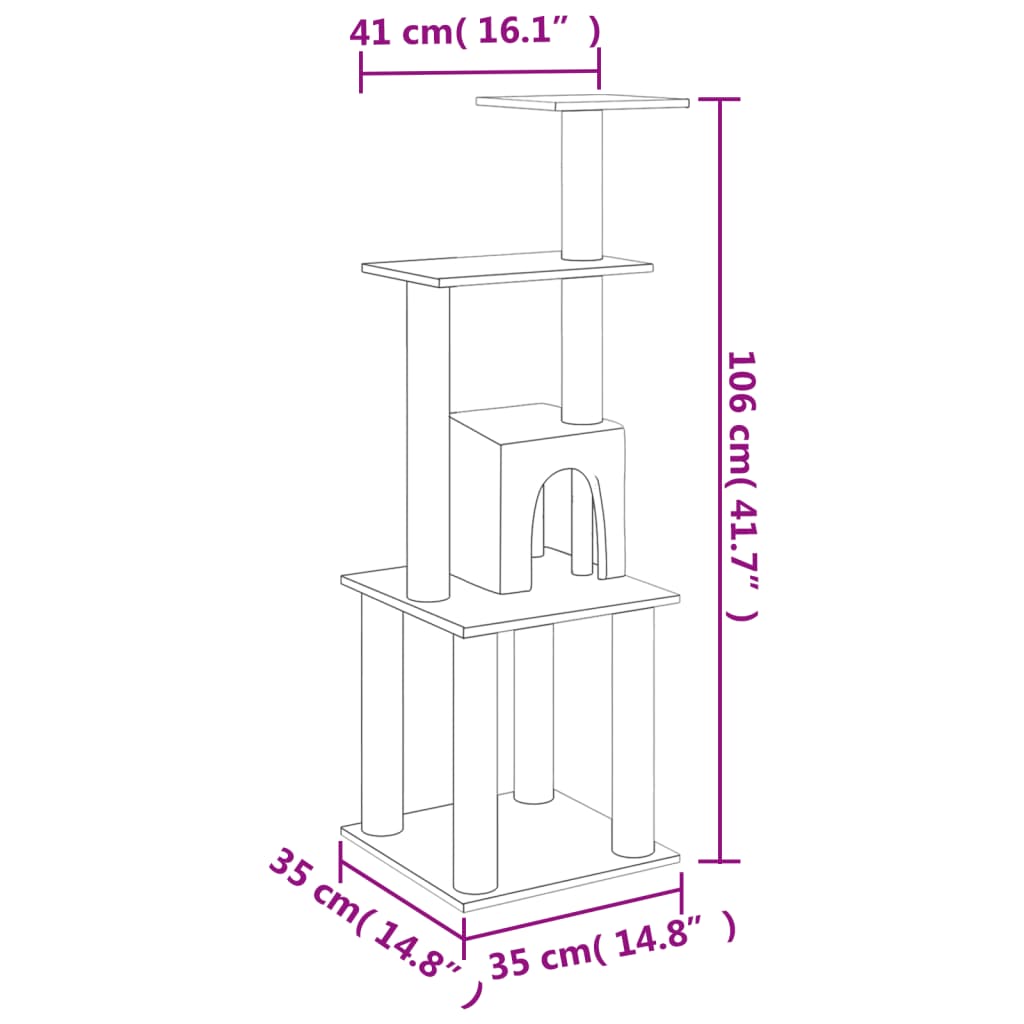 Arbre à chat avec griffoirs en sisal Crème 105 cm