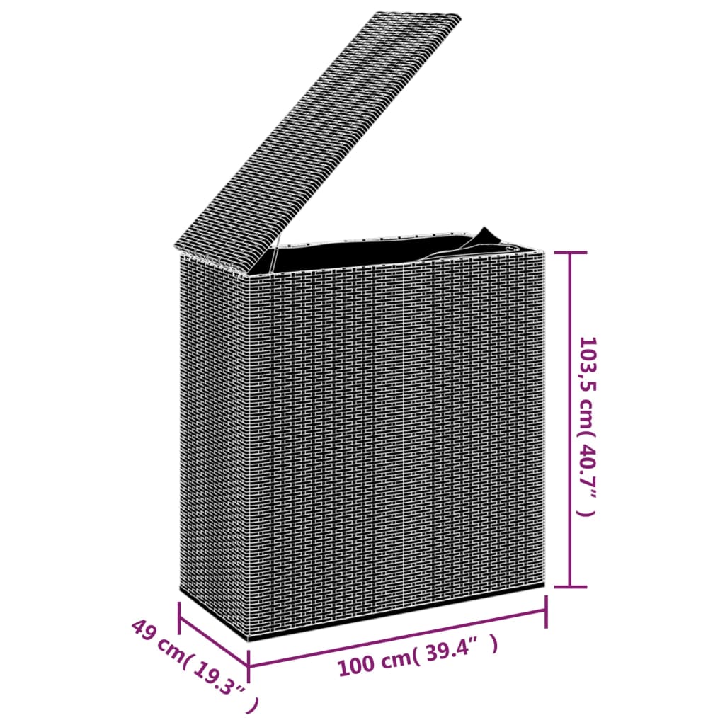 Boîte à coussins de jardin Résine tressée 100x49x103,5 cm Gris