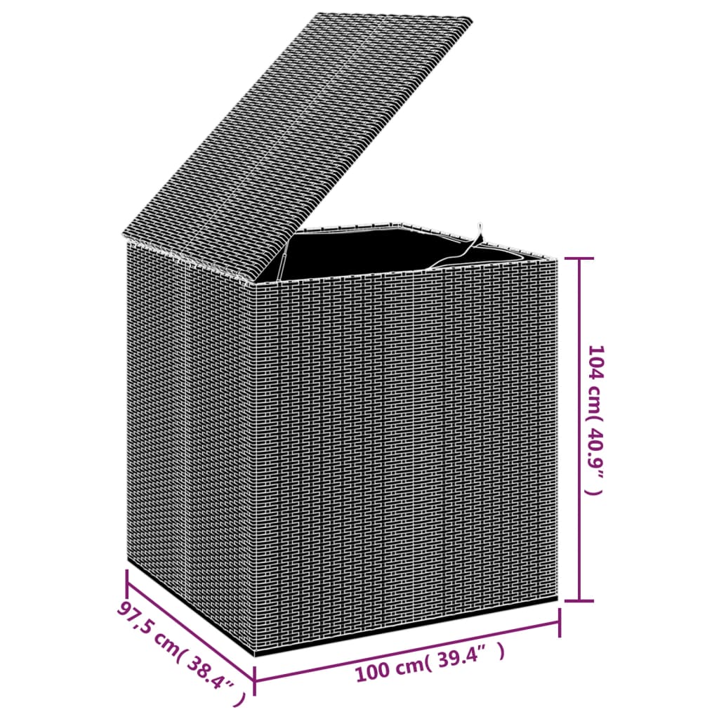 Gartenkissenbox Kunstharzgeflecht 100x97,5x104 cm Schwarz