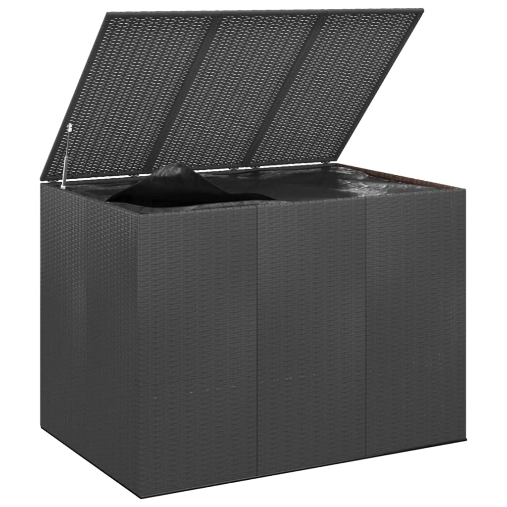 Gartenkissenbox aus gewebtem Harz, 145 x 100 x 103 cm, Schwarz