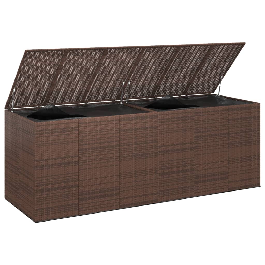 Gartenkissenbox aus gewebtem Harz, 291 x 100,5 x 104 cm, braun