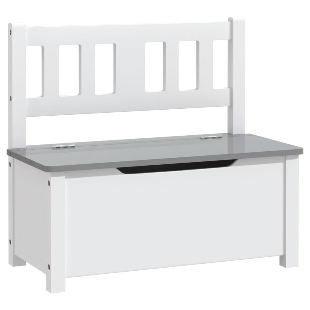 Banc de rangement pour enfants Blanc et gris 60x30x55 cm MDF