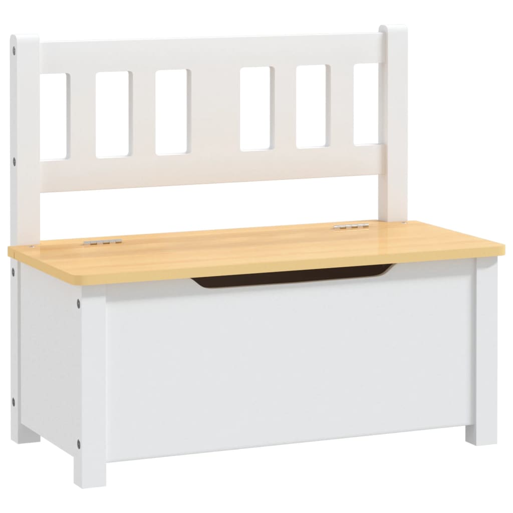 Banc de rangement pour enfants Blanc et beige 60x30x55 cm MDF