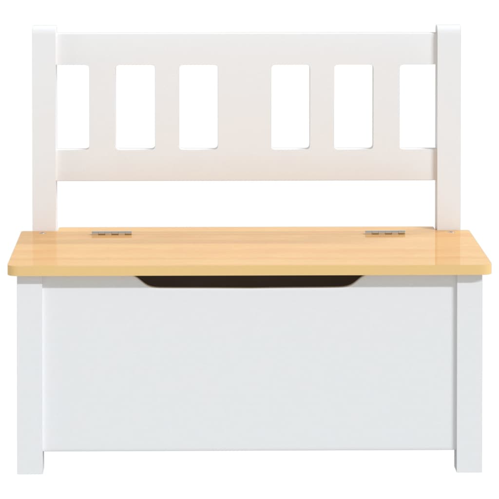 Banc de rangement pour enfants Blanc et beige 60x30x55 cm MDF