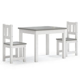 Ensemble de table et chaises enfants 3 pcs Blanc et gris MDF