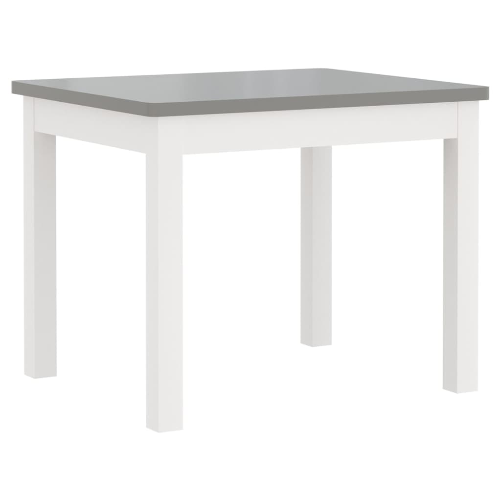 Ensemble de table et chaises enfants 3 pcs Blanc et gris MDF