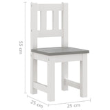 Ensemble de table et chaises enfants 3 pcs Blanc et gris MDF