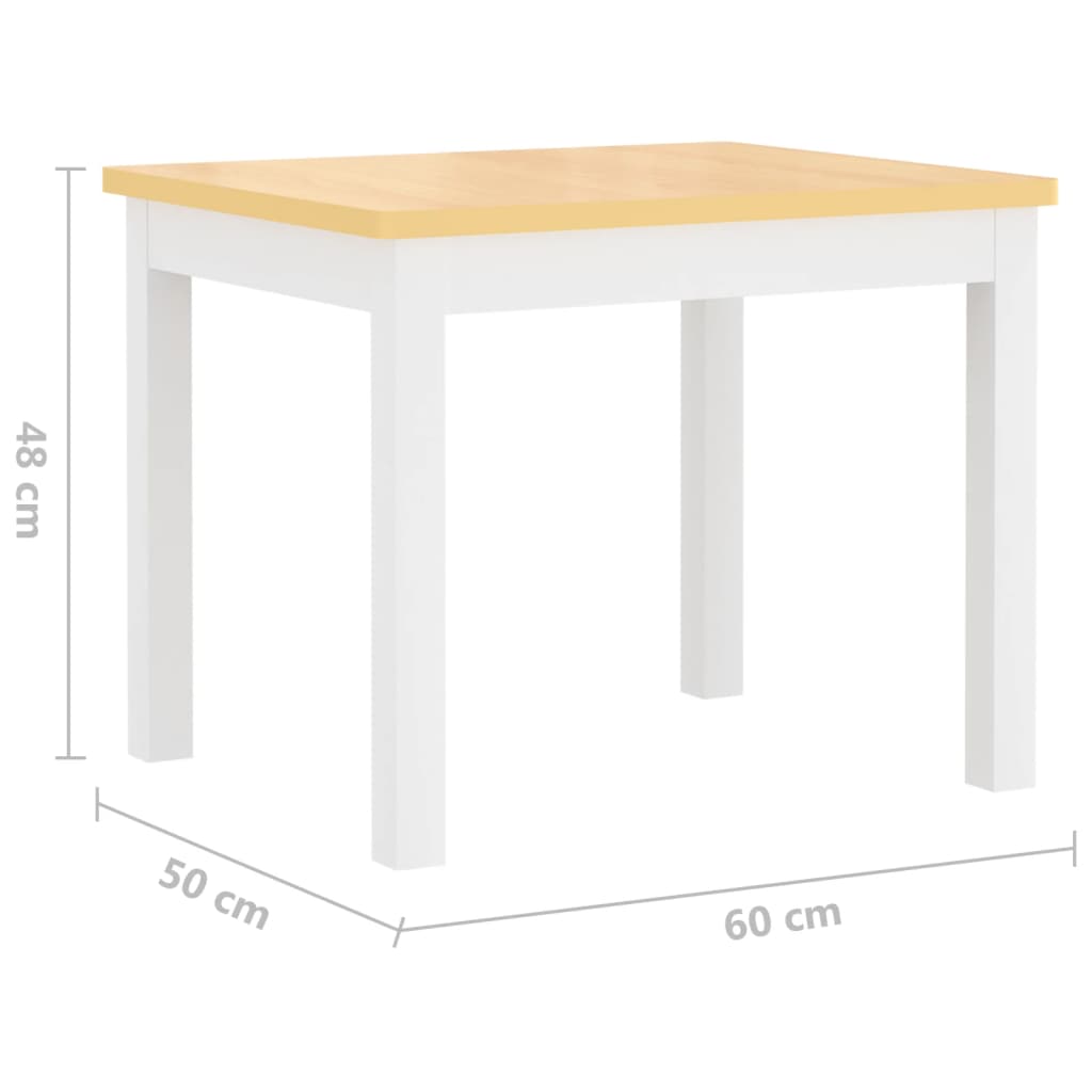 Ensemble de table et chaises pour enfants 3 pcs Blanc et beige