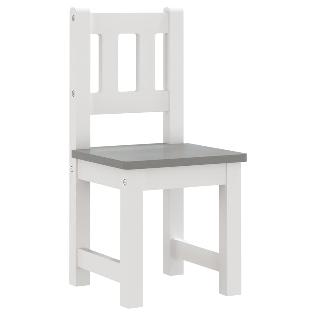 Kids Table and Chair Set 4 pcs White and Grey MDF