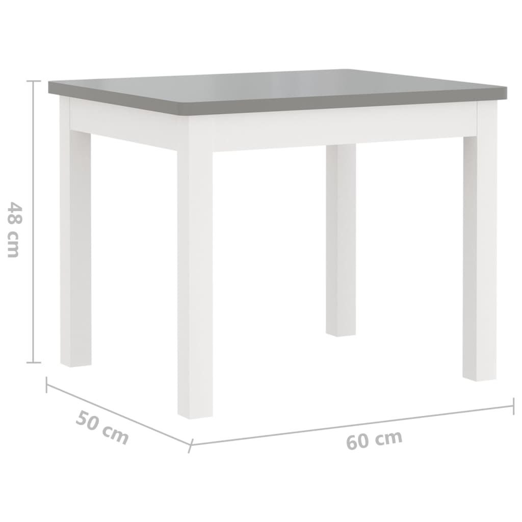 Ensemble de table et chaises enfants 4 pcs Blanc et gris MDF