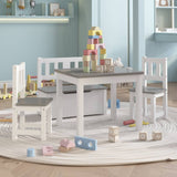 Kids Table and Chair Set 4 pcs White and Grey MDF