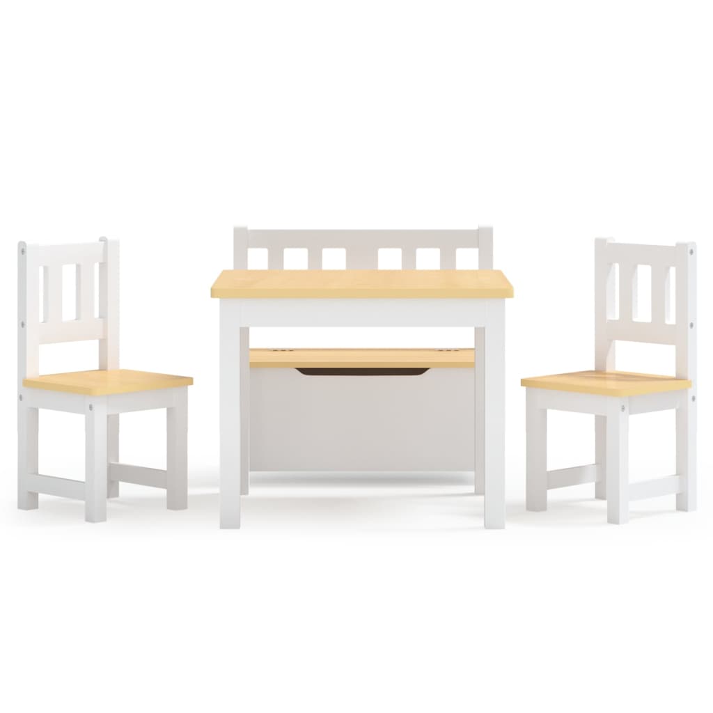 Ensemble de table et chaises enfants 4 pcs Blanc et beige MDF