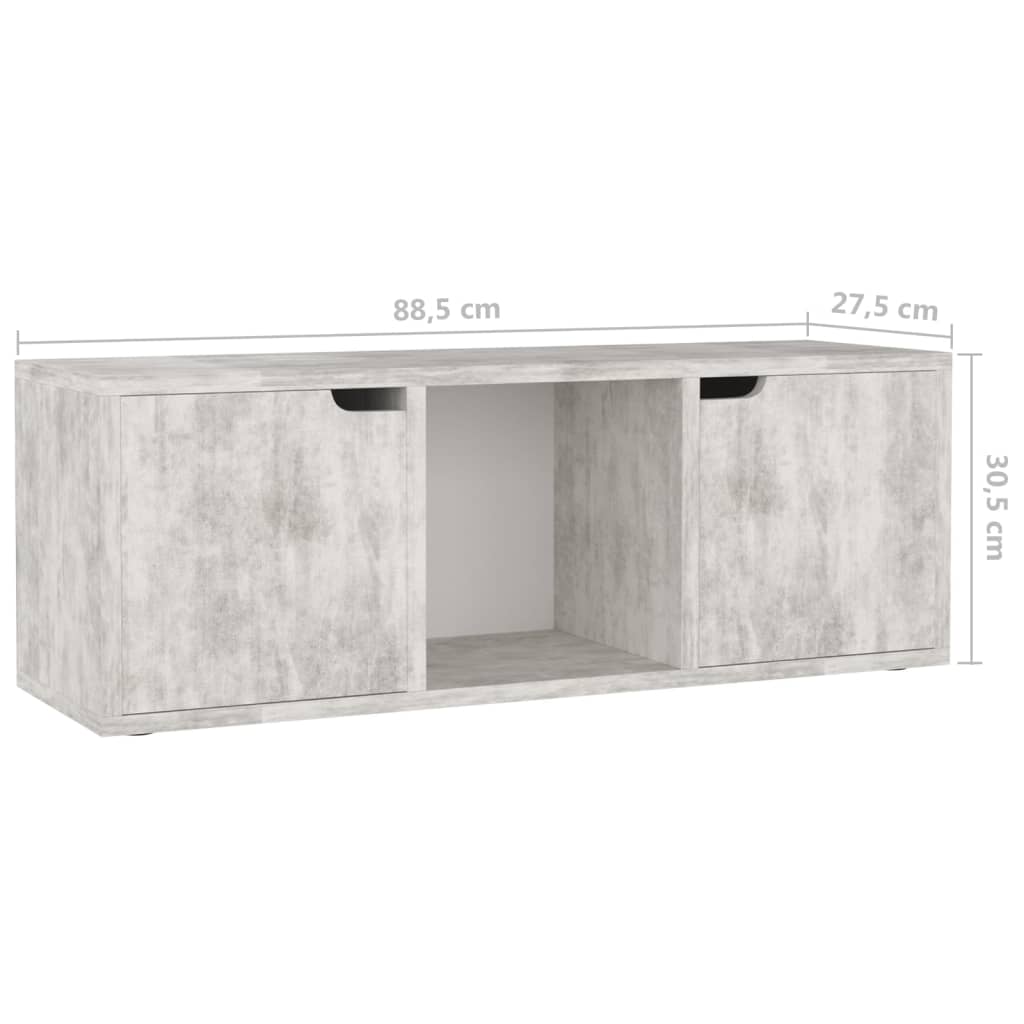 Meuble TV Béton 88,5x27,5x30,5 cm Bois d’ingénierie