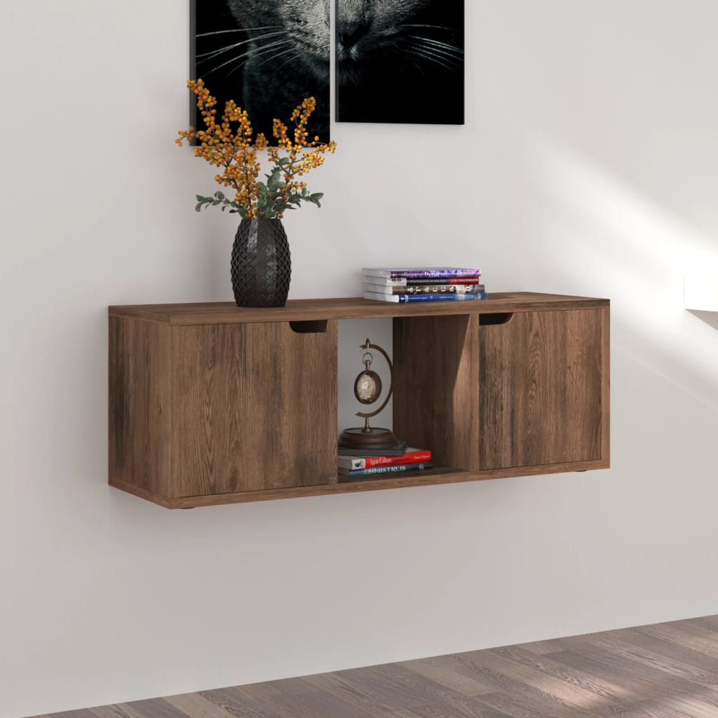 Meuble TV Chêne fumé 88,5x27,5x30,5 cm Bois d’ingénierie