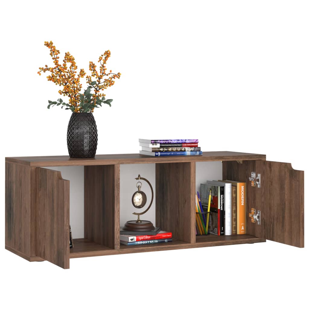 Meuble TV Chêne fumé 88,5x27,5x30,5 cm Bois d’ingénierie