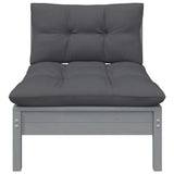 Canapé central de jardin avec coussins anthracite Gris Pin