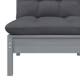 Canapé central de jardin avec coussins anthracite Gris Pin