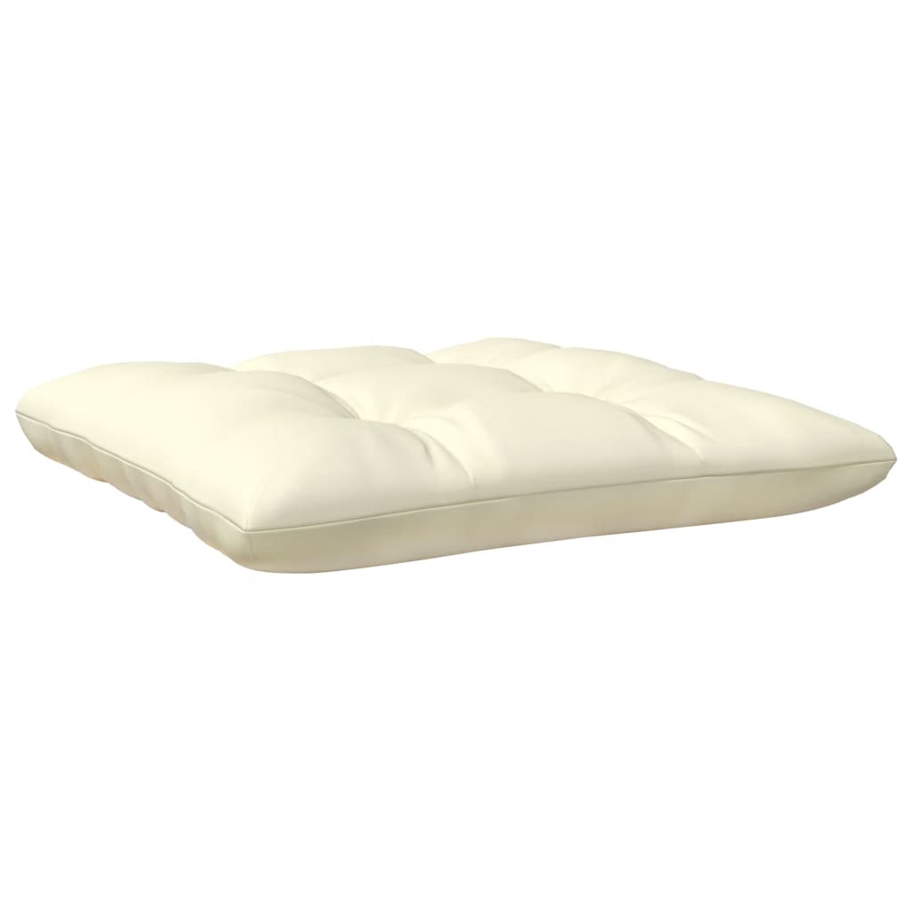 Repose-pied de jardin avec coussin crème Bois de pin massif