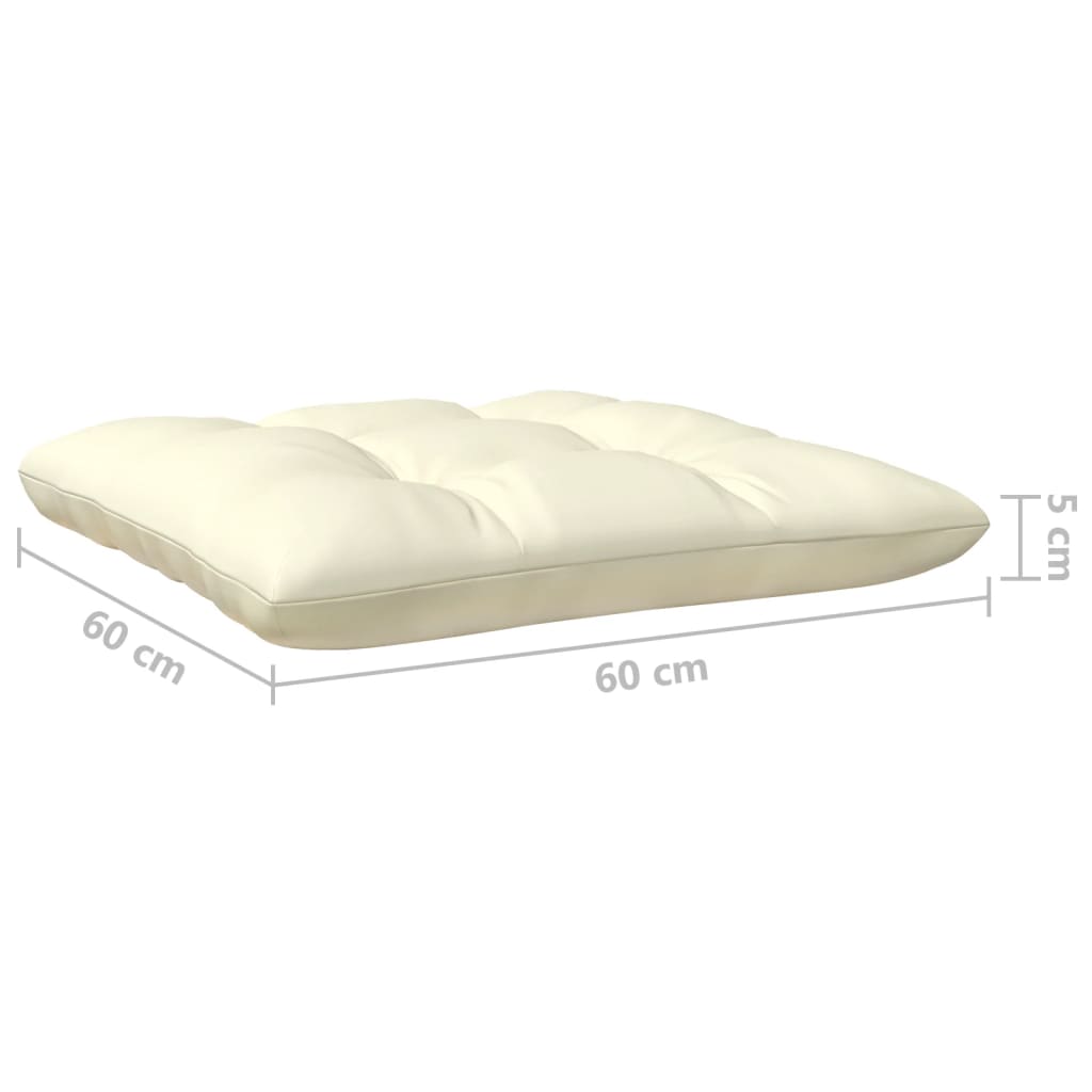 Repose-pied de jardin avec coussin crème Bois de pin massif