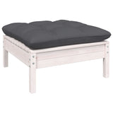 Garden footstool with anthracite cushion White pine wood