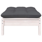 Garden footstool with anthracite cushion White pine wood