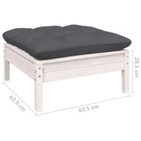 Garden footstool with anthracite cushion White pine wood