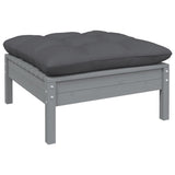 Repose-pied de jardin avec coussin anthracite Bois de pin gris