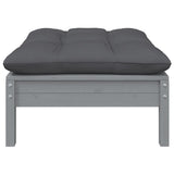 Repose-pied de jardin avec coussin anthracite Bois de pin gris