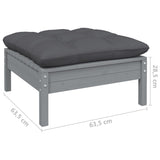 Repose-pied de jardin avec coussin anthracite Bois de pin gris