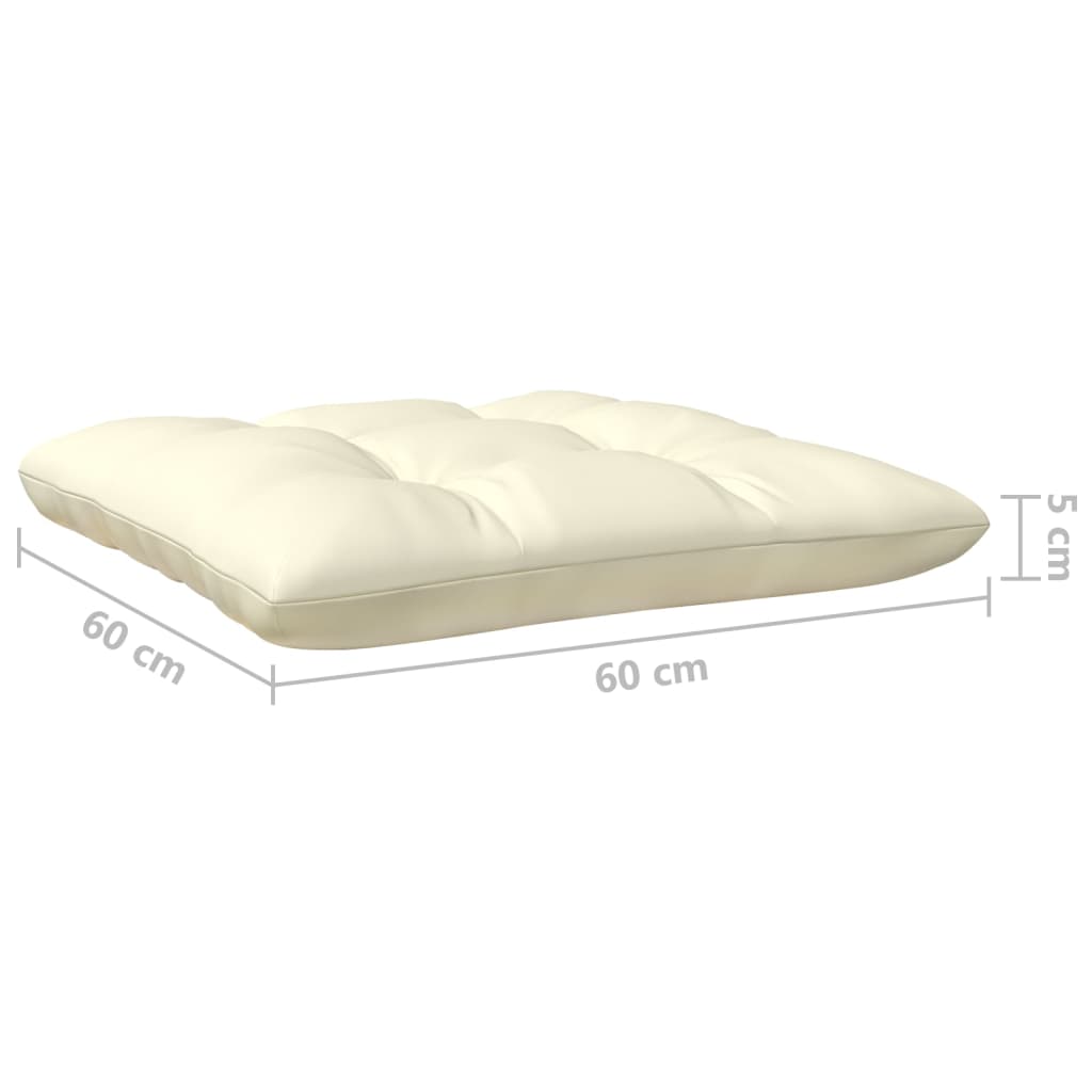 Repose-pied de jardin avec coussin crème Bois de pin massif