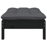 Repose-pied de jardin avec coussin anthracite Bois de pin Noir