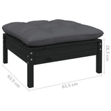 Repose-pied de jardin avec coussin anthracite Bois de pin Noir