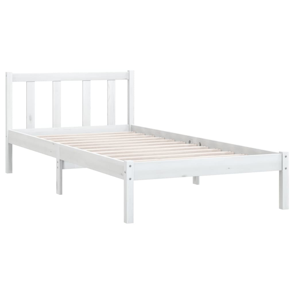 Cadre de lit sans matelas blanc bois massif