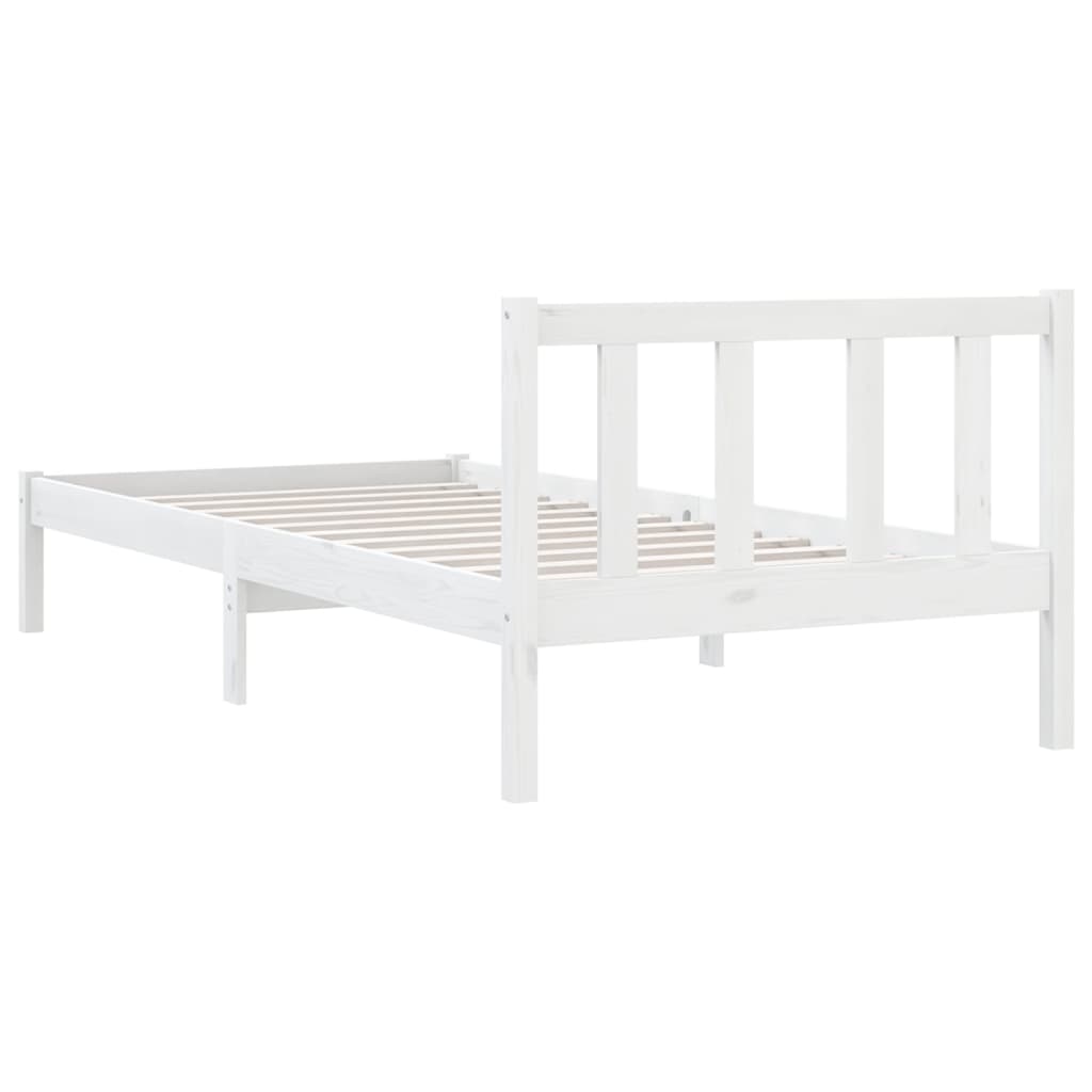 Cadre de lit sans matelas blanc bois massif