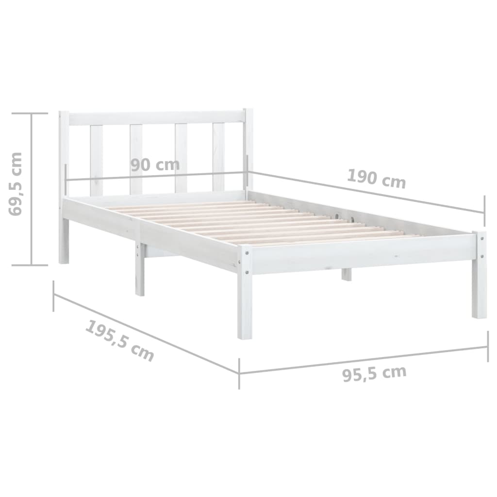 Cadre de lit sans matelas blanc bois massif