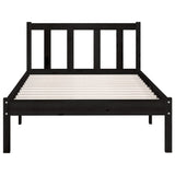 Cadre de lit sans matelas noir bois massif