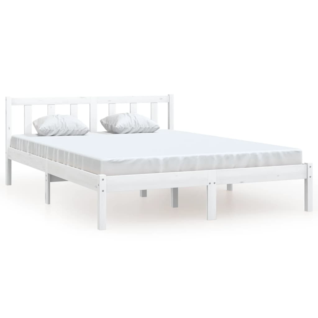 Cadre de lit sans matelas blanc bois massif