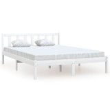 Cadre de lit sans matelas blanc bois massif