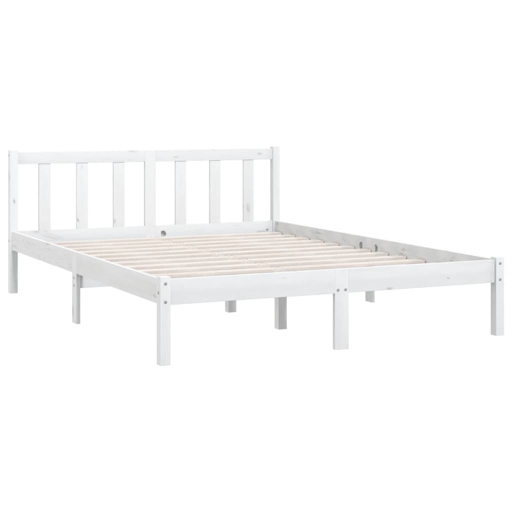 Cadre de lit sans matelas blanc bois massif